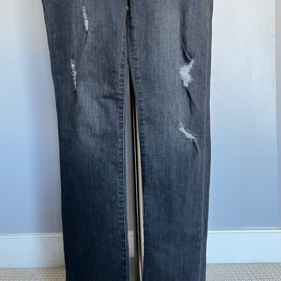 Saks Fifth Ave GRAY Skinny Denim Overall Casual Braces Jaeans Jumpsuit - Picture 6 of 13